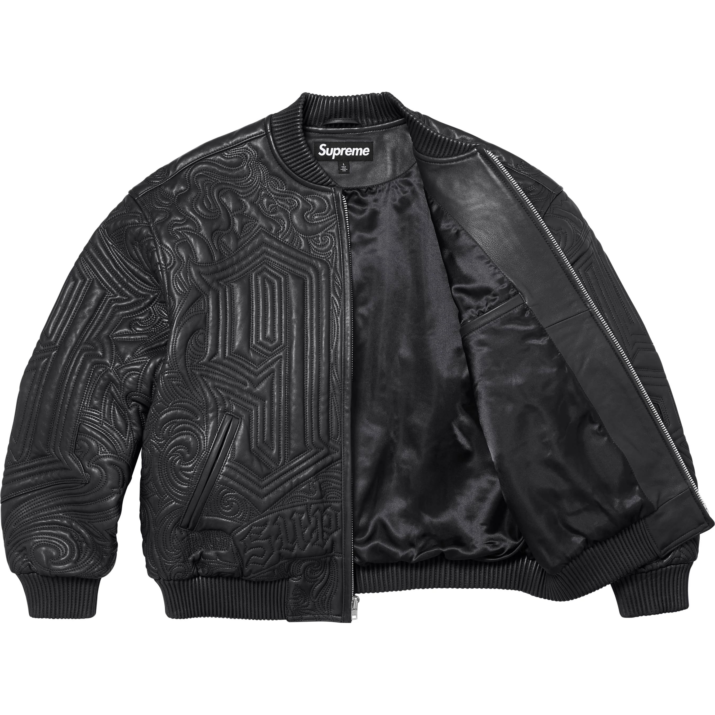 Mister Cartoon Embroidered Leather Jacket view 11